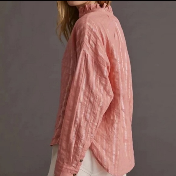 Pilcro Pink Long Sleeve Button Down Blouse - Picture 2 of 11
